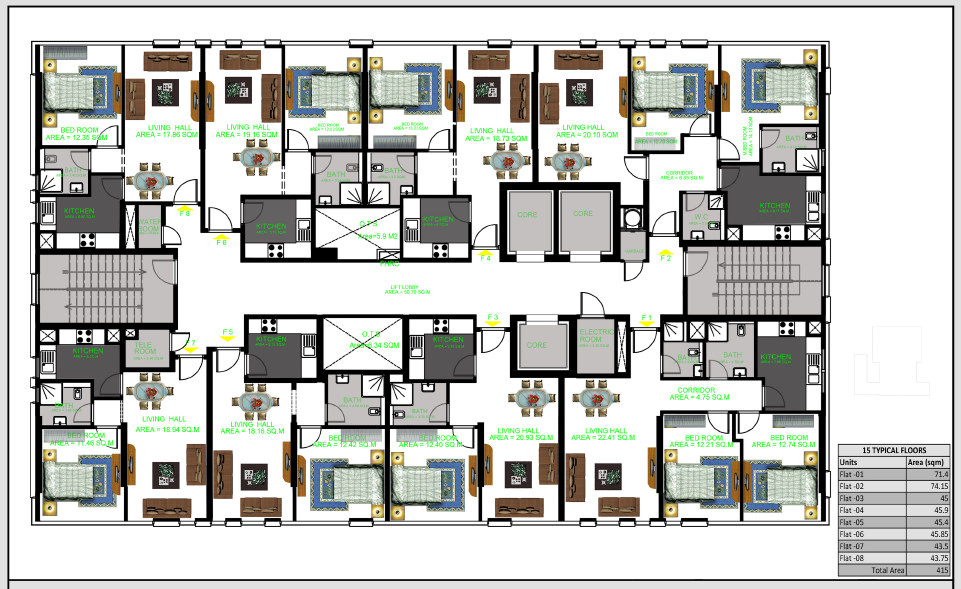 ADCP P/1852 Floorplan Typical Floor in Al Danah